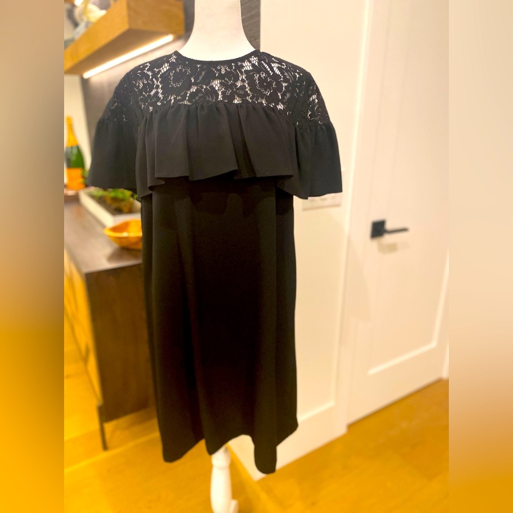 HM black dress with lace & ruffle bodice detail - size 10 (no tags, clipped out)